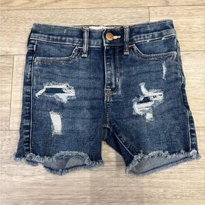abercrombie kids distressed denim shorts - dark blue